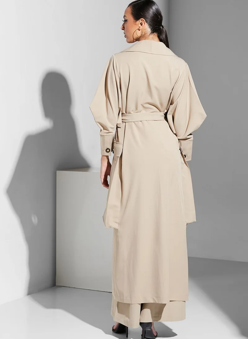 Namshi x Renee 11:11 Geometric Sleeve Trench Coat