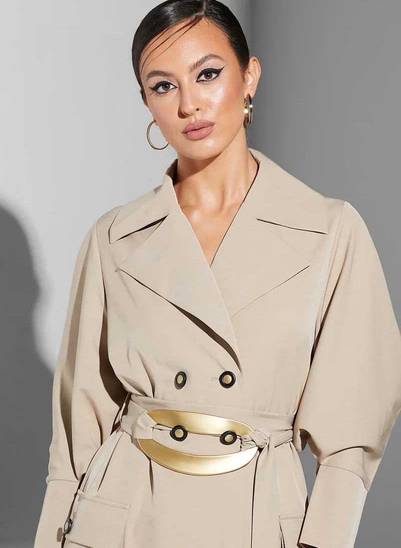 Namshi x Renee 11:11 Geometric Sleeve Trench Coat