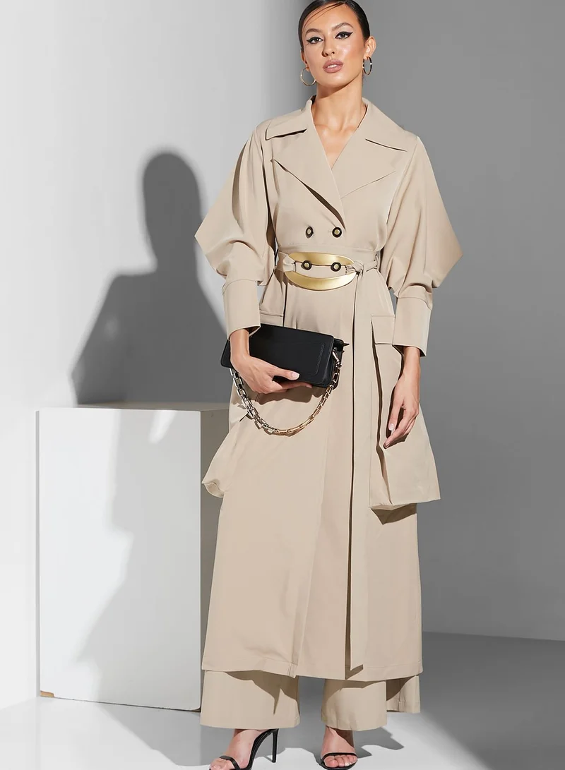 Namshi x Renee 11:11 Geometric Sleeve Trench Coat