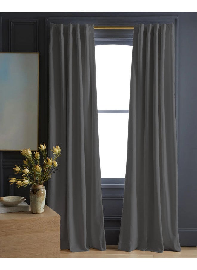 Naguib Selim Velvet Curtains Soft Fabric 1 Piece Grey-140x280  - Image 1