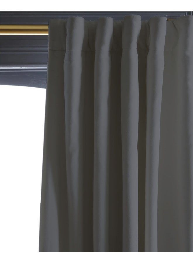 Naguib Selim Velvet Curtains Soft Fabric 1 Piece Grey-140x280  - Image 3