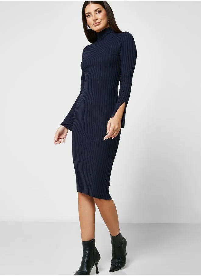 Little Mistress High Neck Knitted Dress