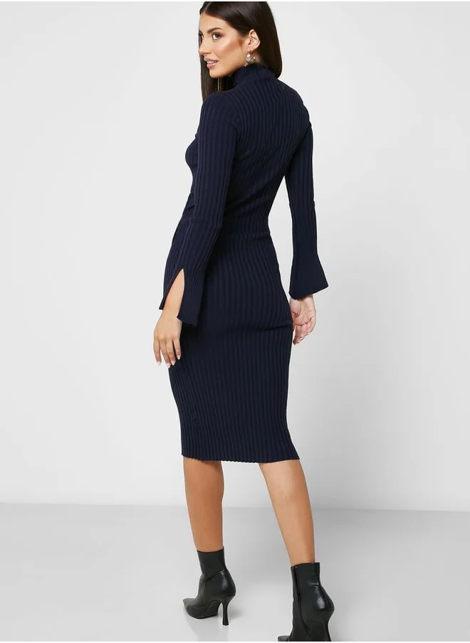 Little Mistress High Neck Knitted Dress