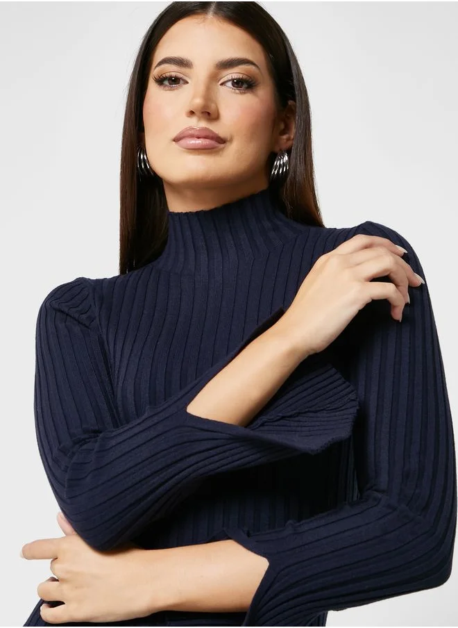 Little Mistress High Neck Knitted Dress