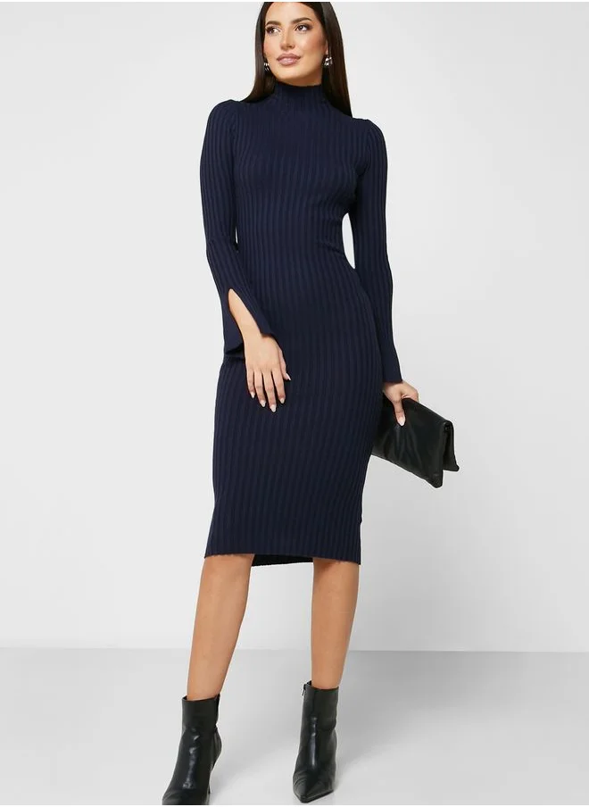 Little Mistress High Neck Knitted Dress