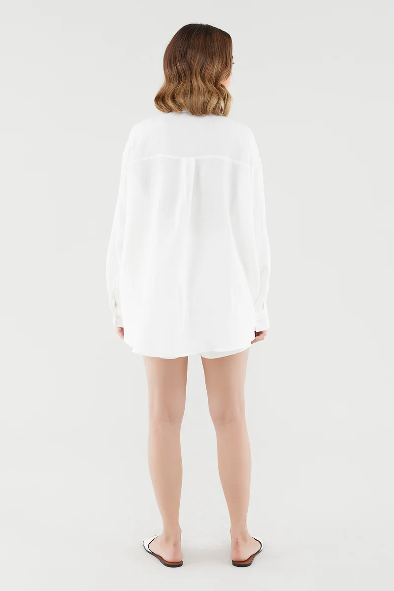 The Editor's Market Malitta Linen Oversized Shirt - White