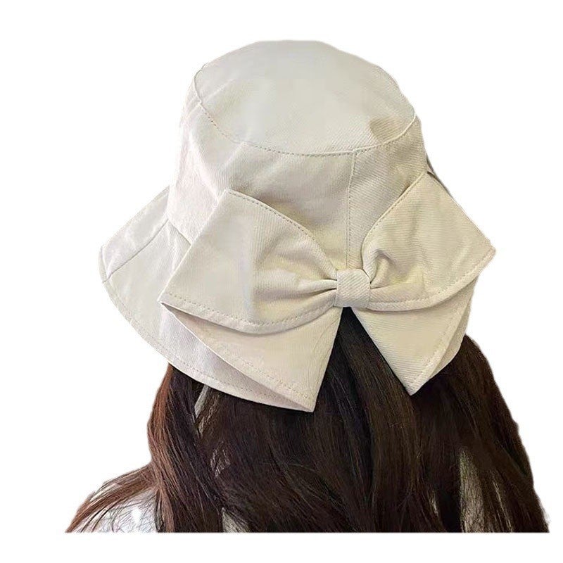 Korean Summer Hat with Bow UV Protection Black