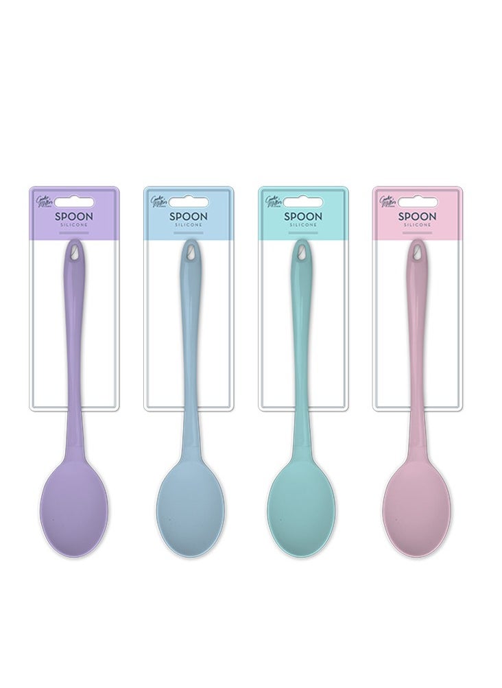 Cooke & Miller Pastel Silicone Solid Spoon: Heat Resistant, Flexible, Non-Stick, Easy to Clean, Dishwasher Safe, Comfortable Grip, Stylish, Versatile  - Image 1