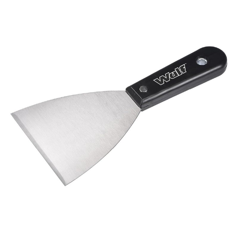 Wulf Heavy Duty Premium Stainless Steel Plain Scrapper with Wooden Handle for Mixing Cutting Bakery uses Ice Cream Cake Chocolate Dough Art Decoration Construction use 4 INCH - Image 1