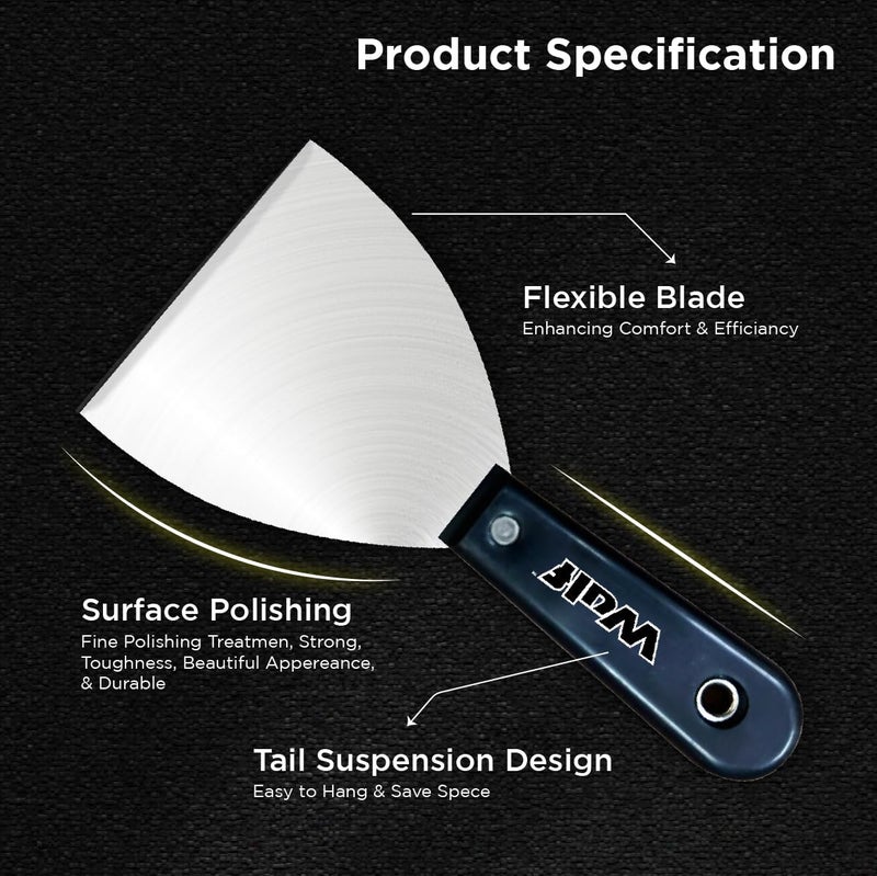 Wulf Heavy Duty Premium Stainless Steel Plain Scrapper with Wooden Handle for Mixing Cutting Bakery uses Ice Cream Cake Chocolate Dough Art Decoration Construction use 4 INCH - Image 5