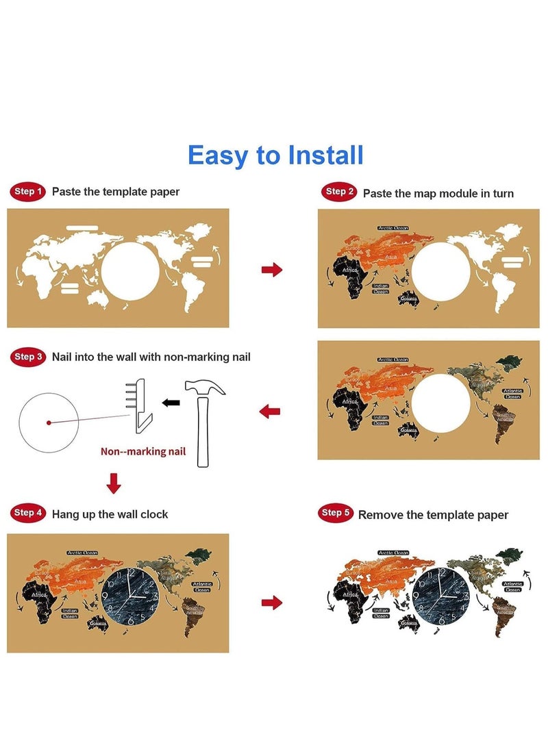 Large Black DIY World Map Wall Clock - Elevate Your Home Decor with This Stylish Timepiece  - Image 5