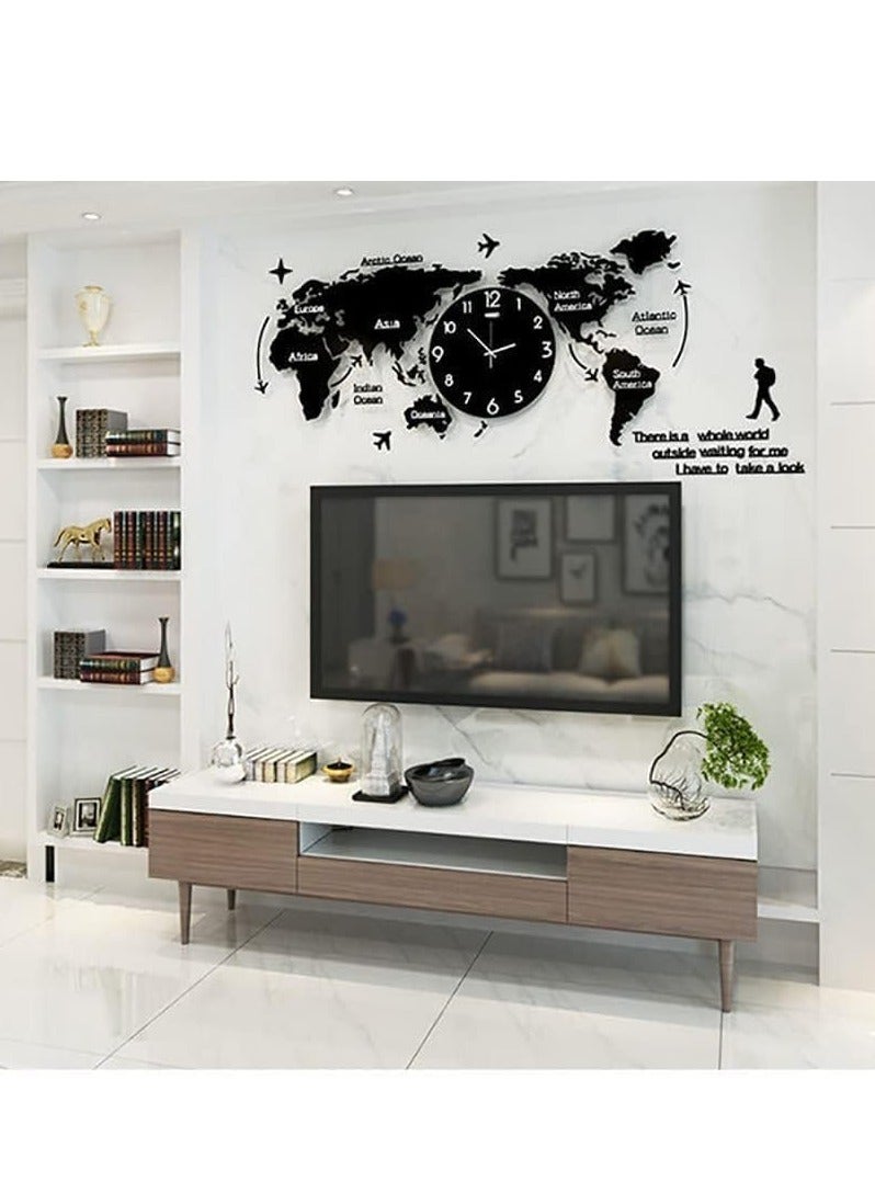 Large Black DIY World Map Wall Clock - Elevate Your Home Decor with This Stylish Timepiece  - Image 2
