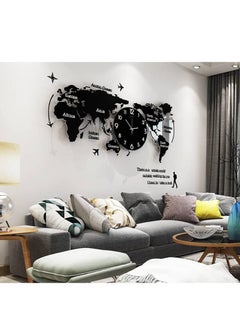 Generic Large Black DIY World Map Wall Clock - Elevate Your Home Decor ...