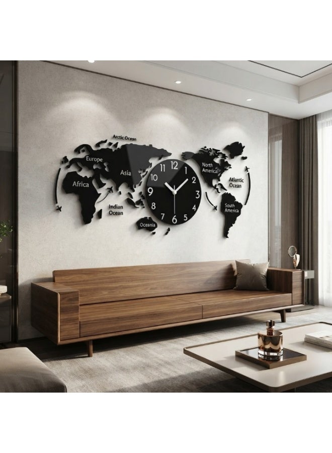 Large Black DIY World Map Wall Clock - Elevate Your Home Decor with This Stylish Timepiece - Image 5