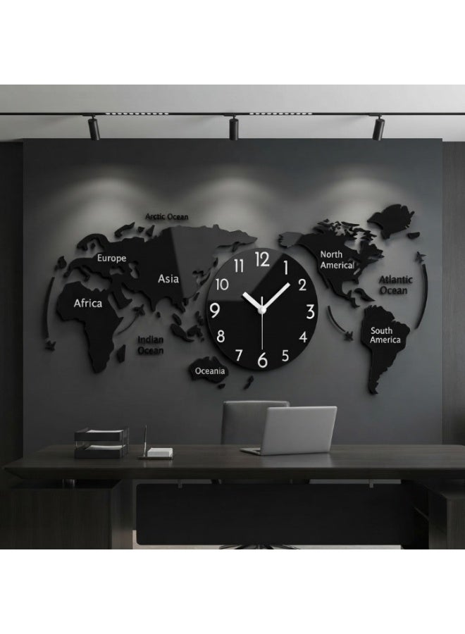 Large Black DIY World Map Wall Clock - Elevate Your Home Decor with This Stylish Timepiece - Image 4