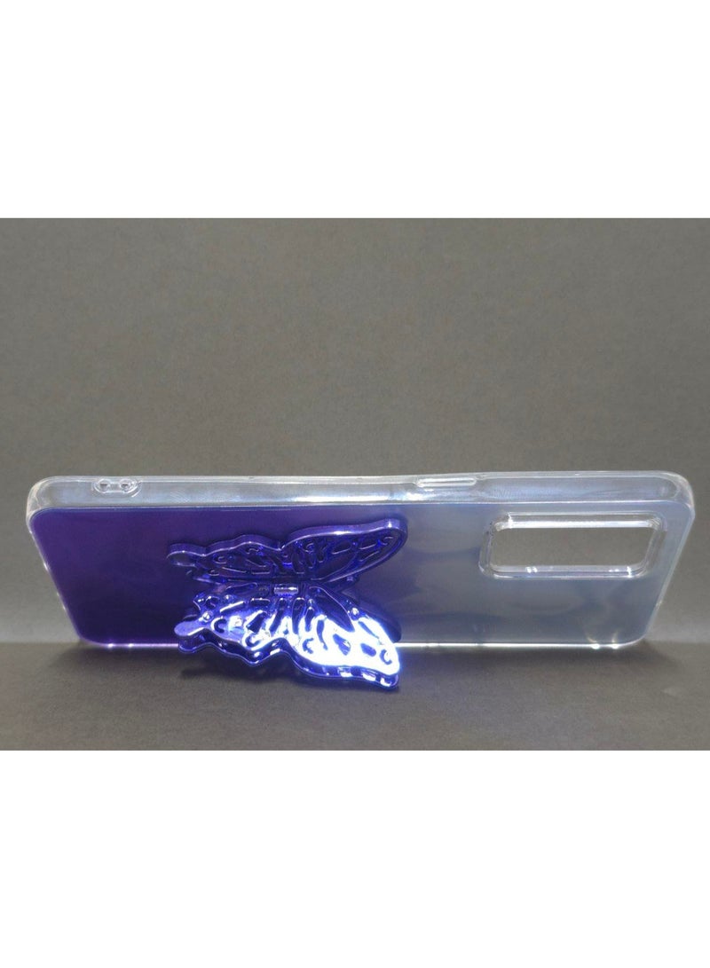 جراب كريستالي شفاف ملون، متوافق مع هاتف اوبو رينو 5 4G، مقاوم للصدمات والخدش، بتصميم فراشة وحامل مدمج. خيار رائع للفتيات والنساء. - Image 5