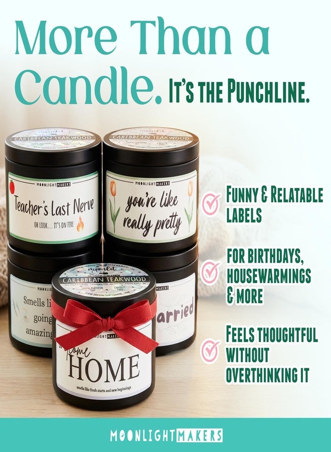 Moonlight Makers Happy Anniversary Caribbean Teakwood Scented Candle - Handmade Natural Soy Candle Wax, 25 Hour Burn Time, for Women, Unique Housewarming Gifts, Room Decor - 8oz Tin - Image 4