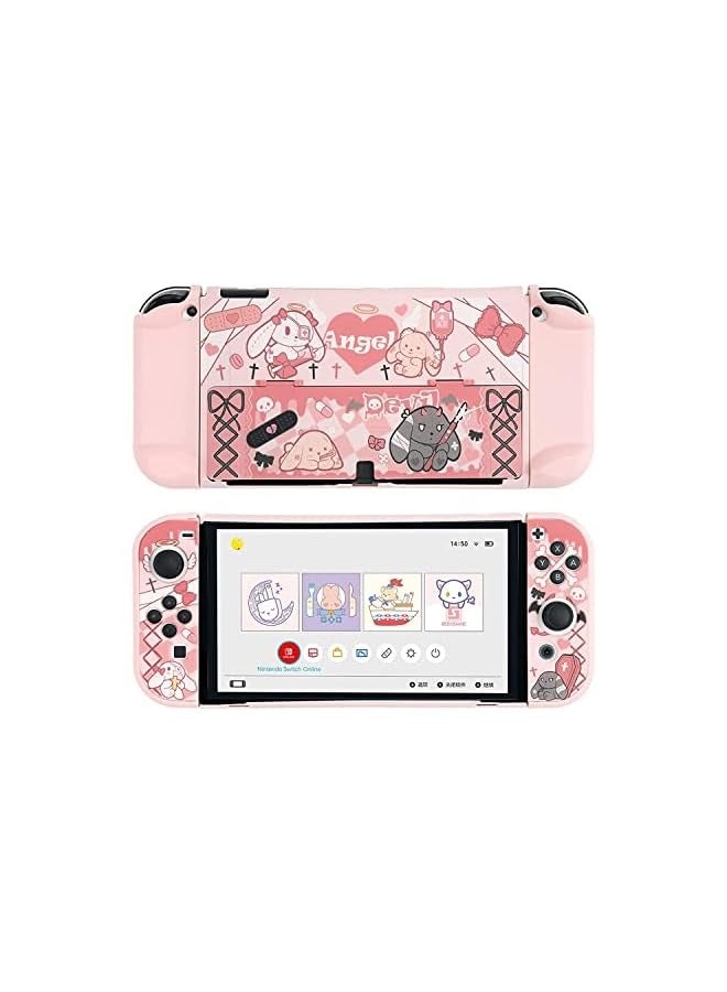 بروماس حافظة حماية نحيفة متوافقة مع نينتندو سويتش OLED وJoy-Con - ممتصة للصدمات ومضادة للخدش - أرنب - Image 1