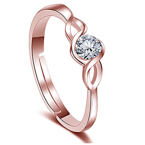 Okos Rose Gold Plated CZ Jewellery Combo of 4 Designer Finger Rings Adorned With White CZ Stones for Girls and Women CO1000427 - Image 5