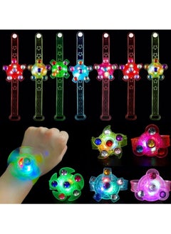 MOSH 25 Pack LED Light Up Fidget Spinner Bracelets Party Favors For Kids 4-8 8-12,Glow in The Dark Party Supplies,Birthday Gifts,Treasure Box Toys for Classroom,Carnival Prizes,Pinata Goodie Bags Stuffers  - Image 1