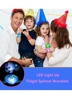 MOSH 25 Pack LED Light Up Fidget Spinner Bracelets Party Favors For Kids 4-8 8-12,Glow in The Dark Party Supplies,Birthday Gifts,Treasure Box Toys for Classroom,Carnival Prizes,Pinata Goodie Bags Stuffers  - Image 2