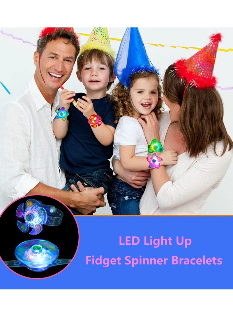 25 Pack LED Light Up Fidget Spinner Bracelets Party Favors For Kids 4-8 8-12,Glow in The Dark Party Supplies,Birthday Gifts,Treasure Box Toys for Classroom,Carnival Prizes,Pinata Goodie Bags Stuffers
