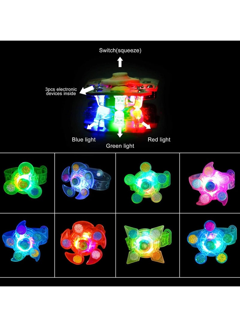 25 Pack LED Light Up Fidget Spinner Bracelets Party Favors For Kids 4-8 8-12,Glow in The Dark Party Supplies,Birthday Gifts,Treasure Box Toys for Classroom,Carnival Prizes,Pinata Goodie Bags Stuffers
