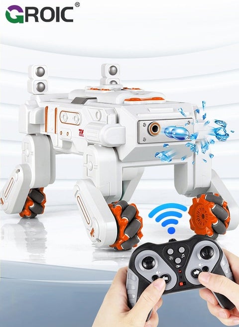 RC Tank Car Shooting Water Bullets, Remote Control Stunt Vehicle Robot Dog Mechanical, That Shoots Gesture 360° All Terrain Bullets