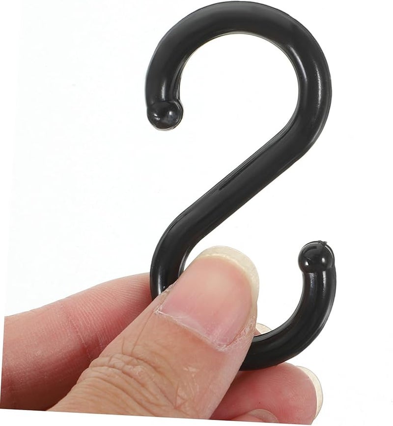 خطافات معلقة سوداء منحنية 100 قطعة متعددة الأغراض لتخزين خزانة الملابس والحقائب والمطبخ والحمام والمرآب - Image 5