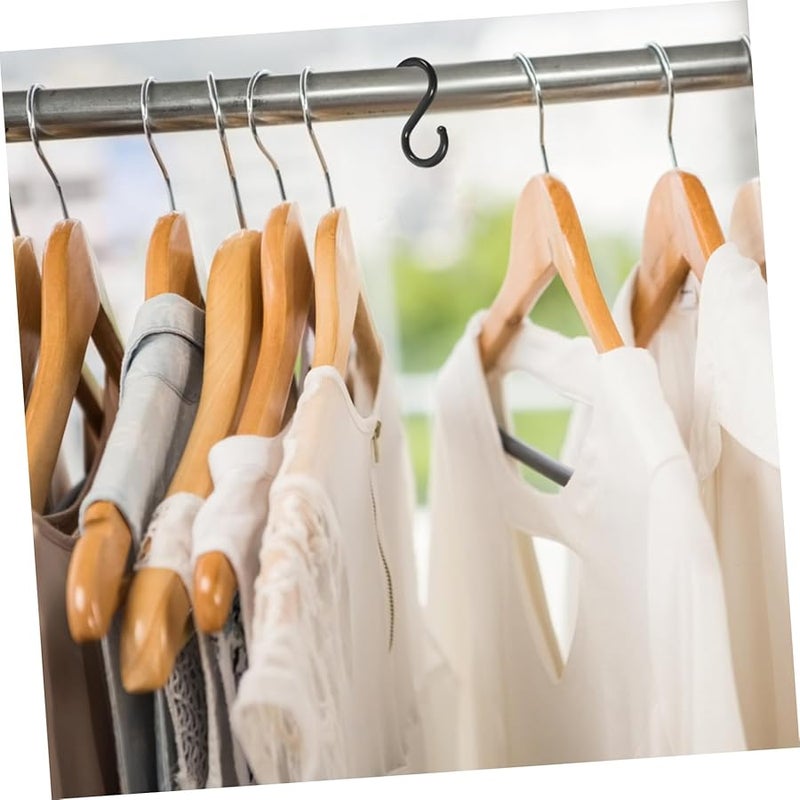 خطافات معلقة سوداء منحنية 100 قطعة متعددة الأغراض لتخزين خزانة الملابس والحقائب والمطبخ والحمام والمرآب - Image 3