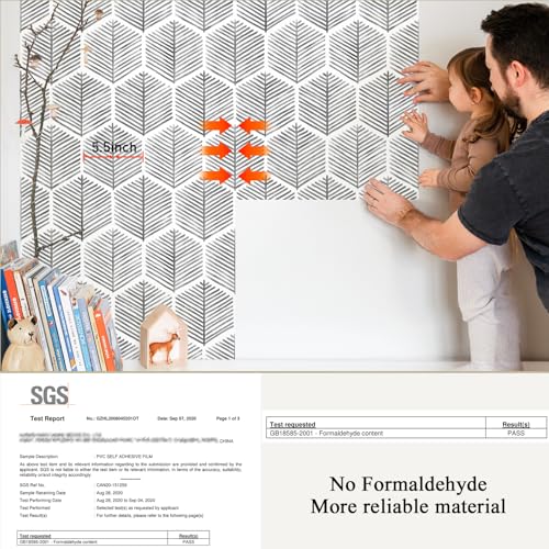 MelunMer Grey Modern Peel and Stick Wallpaper Boho Removable Self Adhesive 78.8''L 17.3''W Wallpaper for Bedroom/Bathroom Waterproof Contact Paper for Cabinets/Drawer Geometric Contact Paper Gray/Dark - Image 4