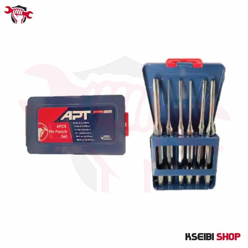 APT CR-V Chrome Plated Center Punches 6-Piece Set with Metal Case, Silver/Blue - Image 2