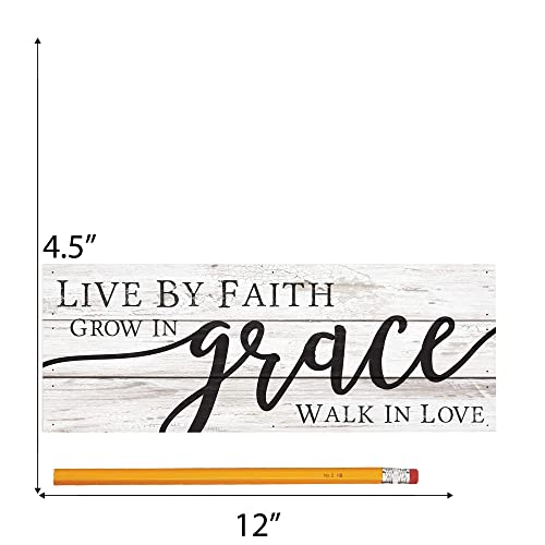 P. Graham Dunn Live by Faith Grace Love Whitewash 12 x 4.5 Solid Wood Boxed Pallet Plaque Sign - Image 4