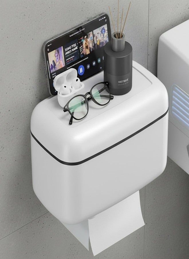 SRXES Self Adhesive Tissue Holder for Bathroom with Mobile Stand, No Drill No Hole Magic Sticker Wall Mount Holder, Toilet Paper Roll Holder for Bathroom, Wall Mounted Tissue Paper Holder (White) - Image 1