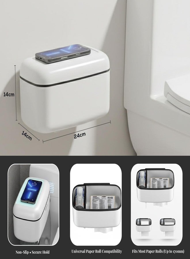 SRXES Self Adhesive Tissue Holder for Bathroom with Mobile Stand, No Drill No Hole Magic Sticker Wall Mount Holder, Toilet Paper Roll Holder for Bathroom, Wall Mounted Tissue Paper Holder (White) - Image 2