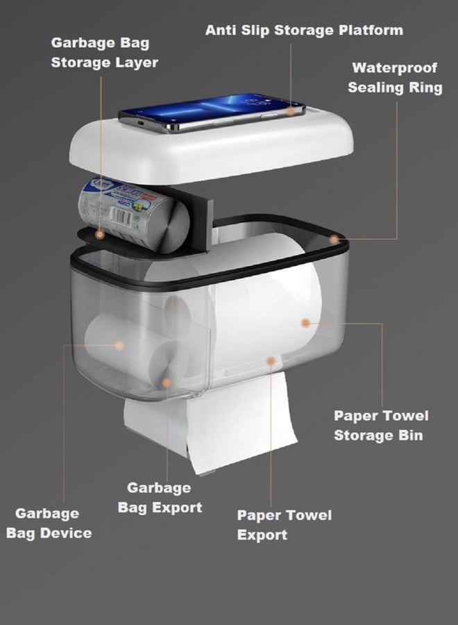 SRXES Self Adhesive Tissue Holder for Bathroom with Mobile Stand, No Drill No Hole Magic Sticker Wall Mount Holder, Toilet Paper Roll Holder for Bathroom, Wall Mounted Tissue Paper Holder (White) - Image 5