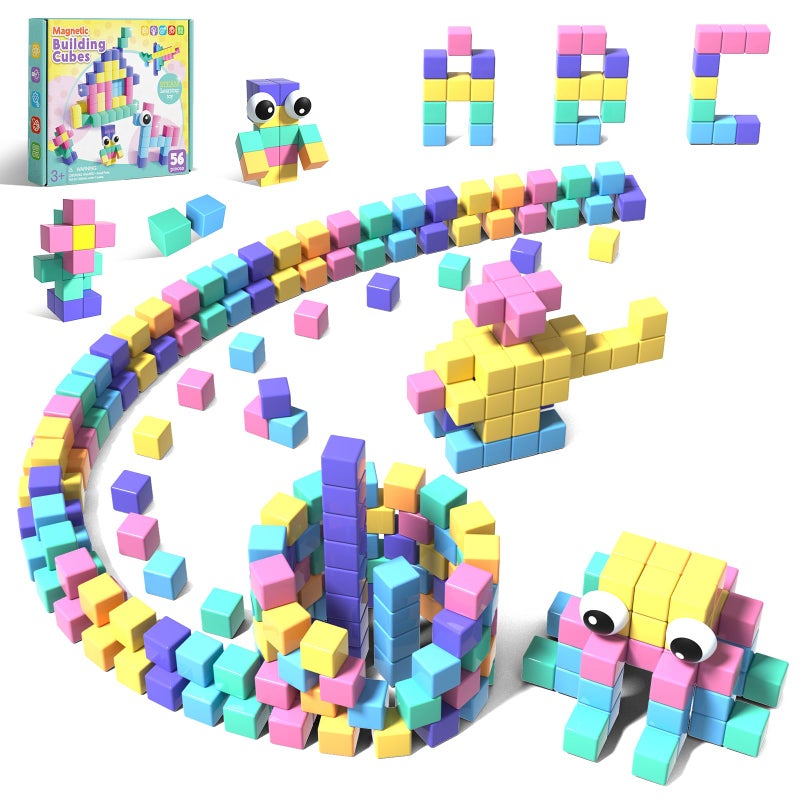 Annexfun 56 PCS Magnetic Blocks Toddler Girl ToysMagnetic Cubes Building BlocksSTEM Sensory Autism Toys for Kids Ages 3 Boys Girls Birthday Gifts Classroom Must Haves for Kids - Image 3