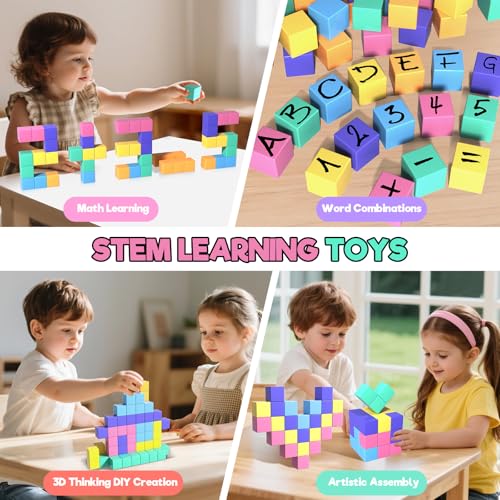 Annexfun 56 PCS Magnetic Blocks Toddler Girl ToysMagnetic Cubes Building BlocksSTEM Sensory Autism Toys for Kids Ages 3 Boys Girls Birthday Gifts Classroom Must Haves for Kids - Image 5