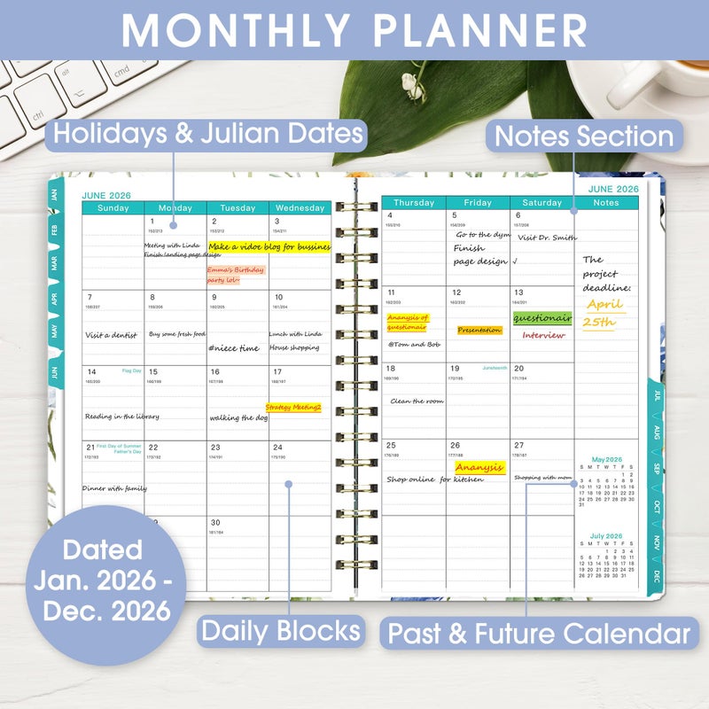 Ymumuda 2026 Planner, Daily Weekly Monthly Planner, 2026 Calendar Planner (Jan 2026 - Dec 2026), 8.4" x 6.3", Teacher School Student Work Agenda with Tabs, Ideal for School Office Supplies - Image 4
