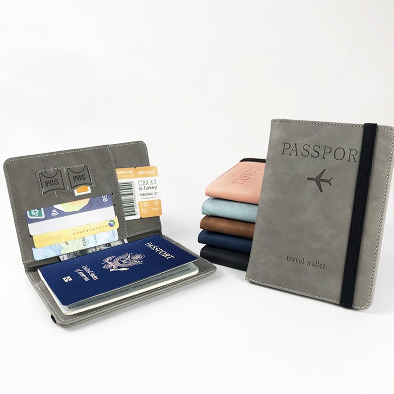 كيس جواز سفر RFID من النوع الانفجاري عبر الحدود من الجلد الاصطناعي PU متعدد الوظائف يمكنه تحمل بطاقة SIM وثائق وحاوية جلدية لحامل جواز سفر رمادي - Image 3