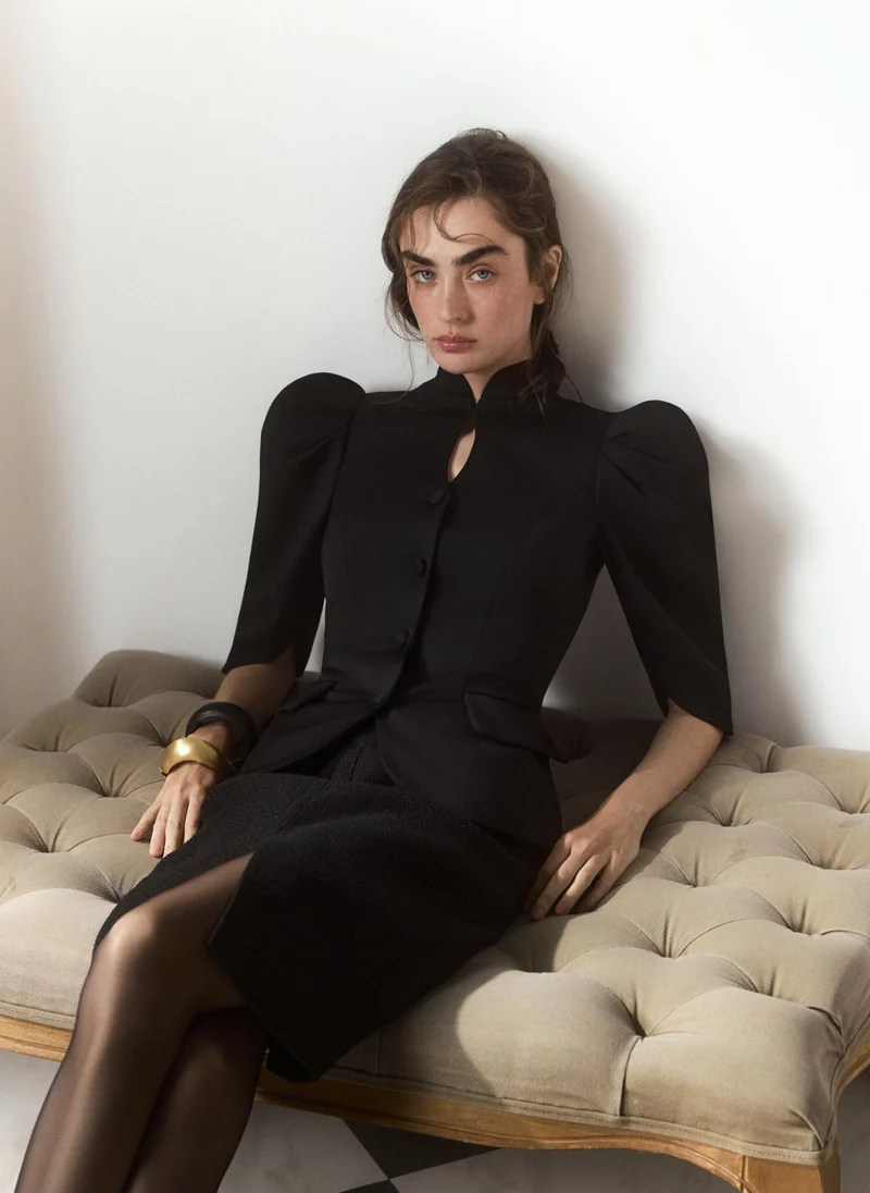 Lichi  Single-breasted jacket with a teardrop neckline and cropped sleeves for Women | Best Price UAE