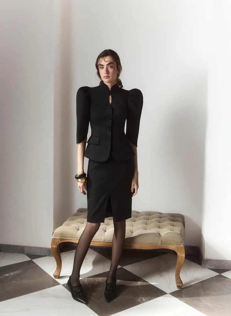 Lichi  Single-breasted jacket with a teardrop neckline and cropped sleeves for Women | Best Price UAE
