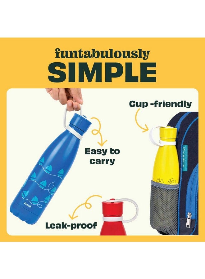 Basil Stainless Steel Water Bottle for Kids, 500 ml | Thermo Steel 24 Hour Cold and 12 Hour Hot | for Boys & Girls - School and Outdoor, Blue Boat - Image 5