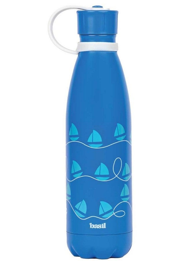 Basil Stainless Steel Water Bottle for Kids, 500 ml | Thermo Steel 24 Hour Cold and 12 Hour Hot | for Boys & Girls - School and Outdoor, Blue Boat - Image 1