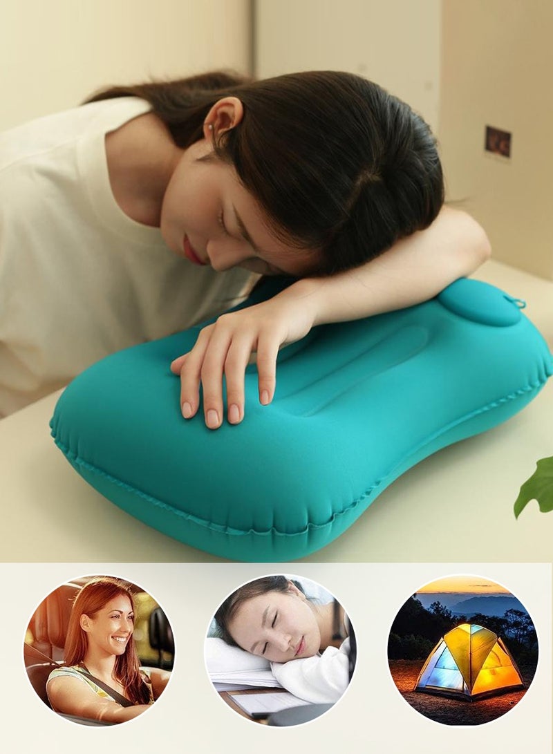 Beirui Inflatable Head and Lumbar Pillow, Soft Folding Pillow, Inflatable Travel Pillow with Built-in Pump, Head Support Pillow for Sleeping and Resting on Planes, Trains, Offices, Camping, Traveling  - Image 2