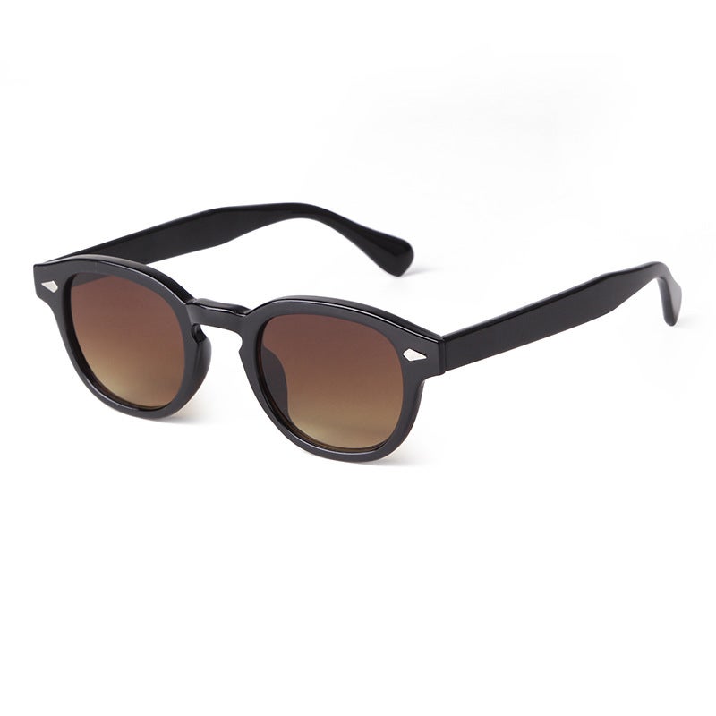 Generic Chic Oval Frame Sunglasses Women UV Protection C16 bright black double tea 