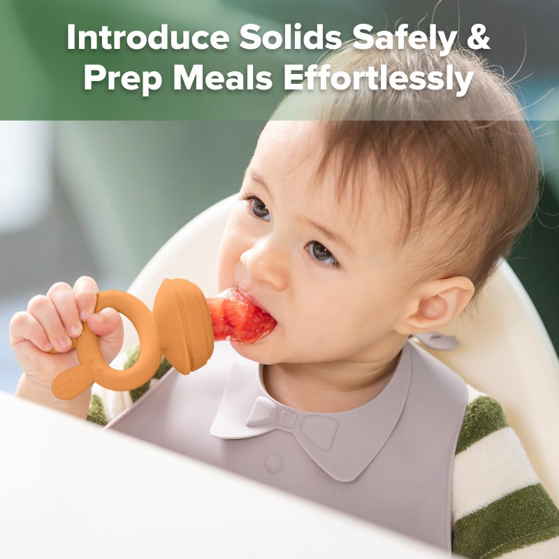 Haakaa Baby Fruit Food Feeder  Mini Freezer Nibble Tray Combo, Breastmilk Popsicle Molds for Baby Cooling Relief, BPA Free Silicone Feeder for Safe Infant Self Feeding, 4 Month+ (Pumpkin) - Image 2