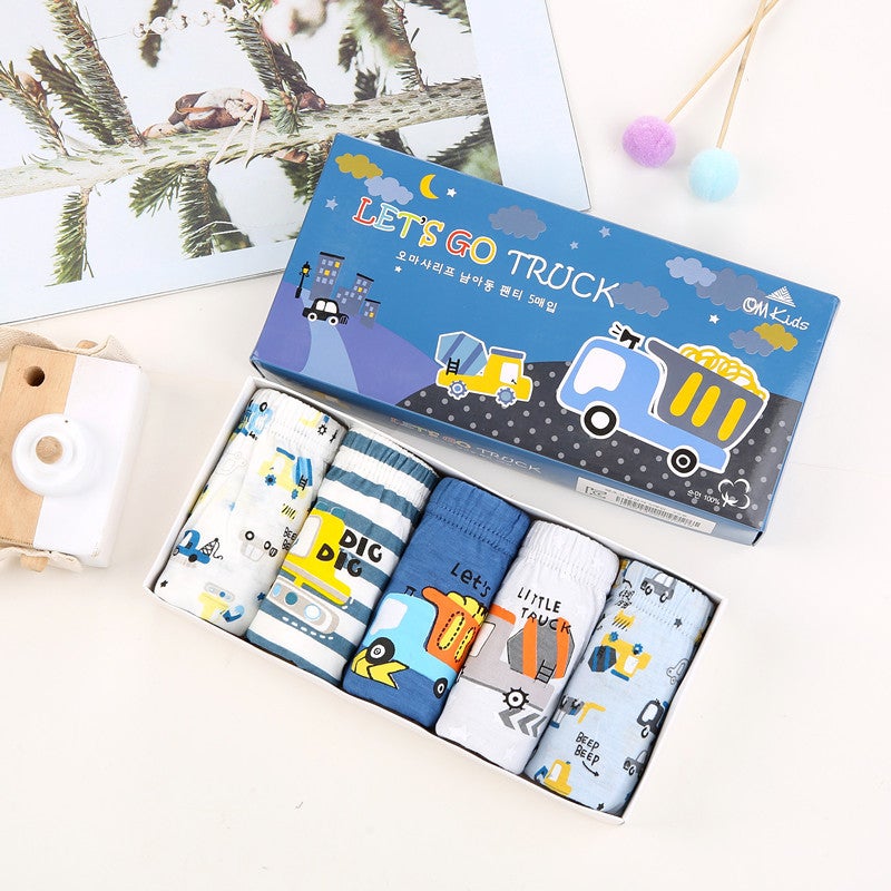 New Kids Cotton Boxer Briefs Cartoon Print New Truck 