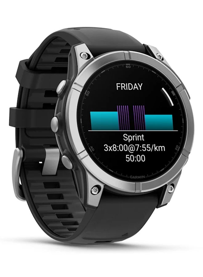جارمين Fenix ​​E - 47 ملم - عمر بطارية يصل إلى 16 يومًا - شاشة Amoled مقاس 1.3 بوصة، مقاومة للخدش، زجاج Corning® Gorilla®، مراقب معدل ضربات القلب، مراقب الضغط طوال اليوم، ميزات GPS المتقدمة، نظام GNSS المدمج وتطبيق رياضي، iOS و متوافق مع أندرويد - Image 2