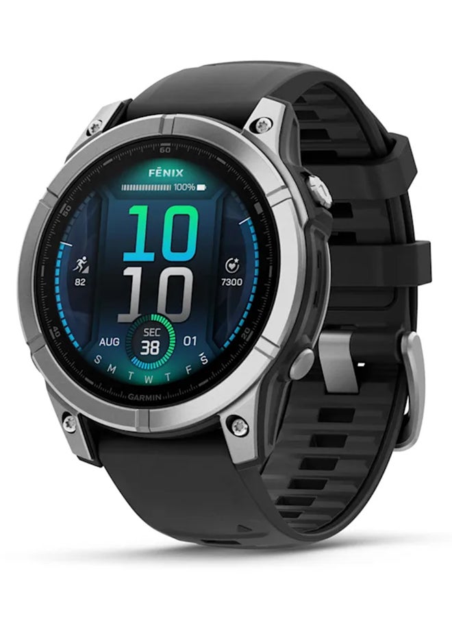 جارمين Fenix ​​E - 47 ملم - عمر بطارية يصل إلى 16 يومًا - شاشة Amoled مقاس 1.3 بوصة، مقاومة للخدش، زجاج Corning® Gorilla®، مراقب معدل ضربات القلب، مراقب الضغط طوال اليوم، ميزات GPS المتقدمة، نظام GNSS المدمج وتطبيق رياضي، iOS و متوافق مع أندرويد - Image 1